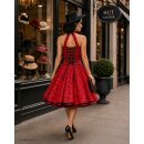 Kleid zum Petticoat rot mit kleinen Streublümchen im 50er Jahre Stil