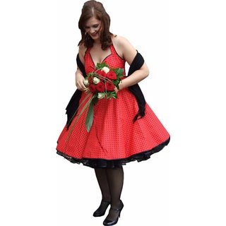 Punkte Petticoat Kleid 2 rot kleine schwarze Tupfen