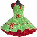 Punkte Petticoat Kleid apfelgrün mit rotem Akzent