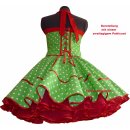 Punkte Petticoat Kleid apfelgrün mit rotem Akzent