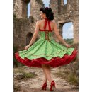Punkte Petticoat Kleid apfelgrün mit rotem Akzent