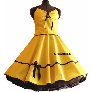 Punkte Petticoat Kleid gelb schwarz kleine weiße Tupfen