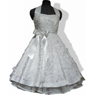 50er Jahre Brautkleid zum Petticoat weiß Spitze 3D Blumen