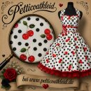 50er Jahre Petticoatkleid weiß schwarze Punkte mit Kirschen 36