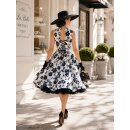 Kleid zum Petticoat Retrokleid weiß schwarze Blumen...