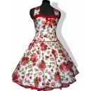 Blumiges beschwingtes Petticoatkleid 50er Jahre weiß  rote Rosen 36