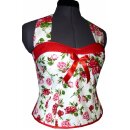 Blumiges beschwingtes Petticoatkleid 50er Jahre weiß  rote Rosen 36