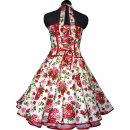 Blumiges beschwingtes Petticoatkleid 50er Jahre weiß  rote Rosen 36