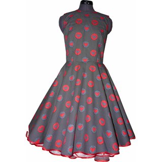 Kleid zum Petticoatschwarz weiße Punkte rote Herzen  32-44