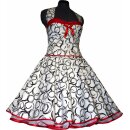 50er Jahre Kleid weiss Kringelkreise rot