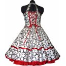 50er Jahre Kleid weiss Kringelkreise rot