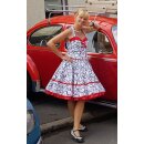 50er Jahre Kleid weiss Kringelkreise rot