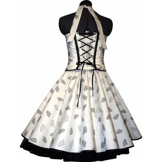 50er Jahre Kleid zum Petticoat Brautkleid zur Rockabillyhochzeitweiss schwarze Wölkchen