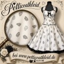 50er Jahre Kleid zum Petticoat Brautkleid zur Rockabillyhochzeitweiss schwarze Wölkchen