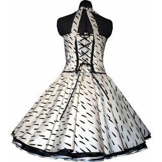 50er Jahre Kleid zum Petticoat  Brautkleid Rockabilly weiss schwarz Strichdesign