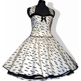  50er Jahre Kleid zum Petticoat weiss schwarzes Strichdesign Rockabilly 38