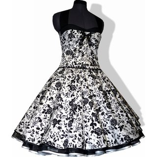 50er Jahre Petticoatkleid weiss schwarze Rosen zum Petticoat