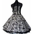 50er Jahre Petticoatkleid weiss schwarze Rosen zum Petticoat