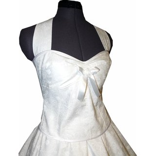 50er Jahre Hochzeitskleid Blumendesign Brautkleid zum Petticoat weiß