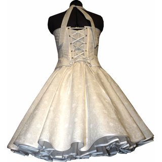 50er Jahre Hochzeitskleid Blumendesign Brautkleid zum Petticoat weiß