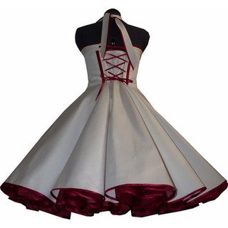 50er Jahre weiß od. creme Brautkleid mit Satinbandfarbe zur Wahl