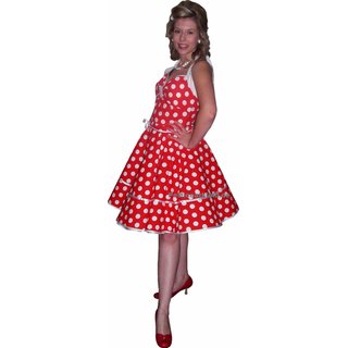 Kleid Rockabilly zum Petticoat rot-weiße große Punkte