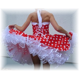 Kleid Rockabilly zum Petticoat rot-weiße große Punkte