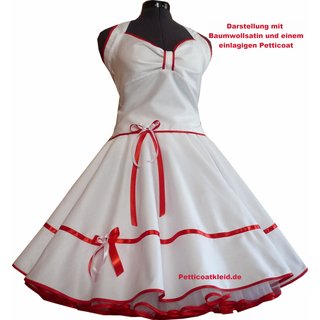 Brautkleid 50er Jahre Petticoatkleid weiß rote Bänder