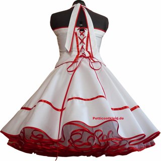 Brautkleid 50er Jahre Petticoatkleid weiß rote Bänder