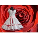 Brautkleid 50er Jahre Petticoatkleid weiß rote Bänder