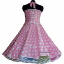 Rosa Petticoat Kleid Korsage weiße große Tupfen