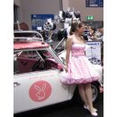 Rosa Petticoat Kleid Korsage weiße große Tupfen
