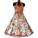 50er Jahre Petticoatkleid Birds and Roses Fantasie bunt gelb orange