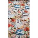 50er Jahre Petticoatkleid Birds and Roses Fantasie bunt gelb orange