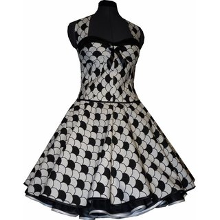 50er Jahre Kleid zum Petticoat weiss schwarzes Design extravagant