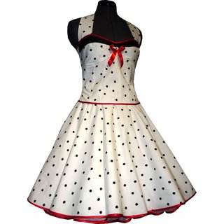 50er Jahre Kleid zum Petticoat weiss schwarze Tupfen
