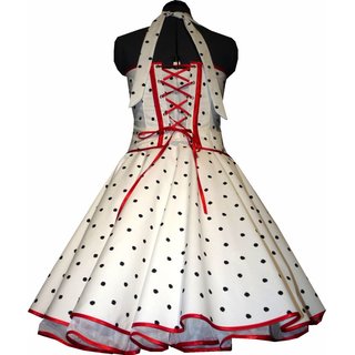 50er Jahre Petticoat Kleid Vintage Rockabilly weiss schwarze Tupfen 38
