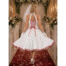 50er Jahre Petticoat Kleid Vintage Rockabilly weiss schwarze Tupfen 38