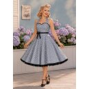 50er Petticoatkleid gepunktet grau Band schwarz 36