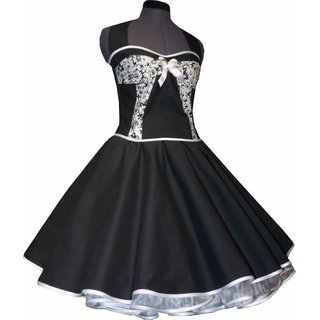 50er Jahre Petticoat Kleid  schwarz Dekoltee weiße Blumen