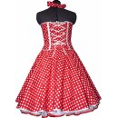 50er Punkte Korsage Petticoatkleid rot weiße graue Punkte