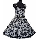50er Kleid zum Petticoat weiß mit blauschwarzen Blumen