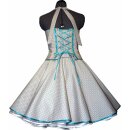 Punkte Kleid zum Petticoat türkisgrün mit rosa und weißen Punkten