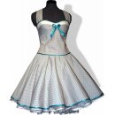 Punkte Kleid zum Petticoat türkisgrün mit rosa und weißen Punkten