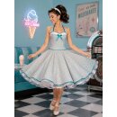 Punkte Kleid zum Petticoat türkisgrün mit rosa und weißen Punkten 36