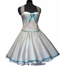 Punkte Kleid zum Petticoat türkisgrün mit rosa und weißen Punkten 36
