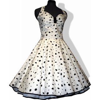 50er Jahre Kleid zum Petticoat weiß schwarzes Fleckendesign 36