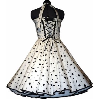 50er Jahre Kleid zum Petticoat weiß schwarzes Fleckendesign 36