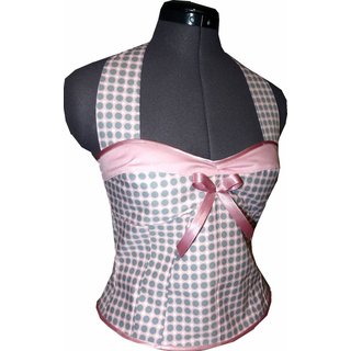 Punkte Kleid zum Petticoat rosa mit grauen und weißen Punkten 36