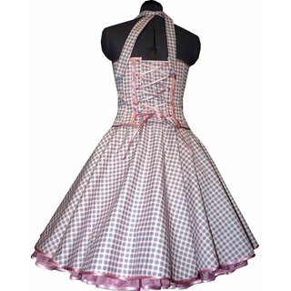 Punkte Kleid zum Petticoat rosa mit grauen und weien Punkten 36